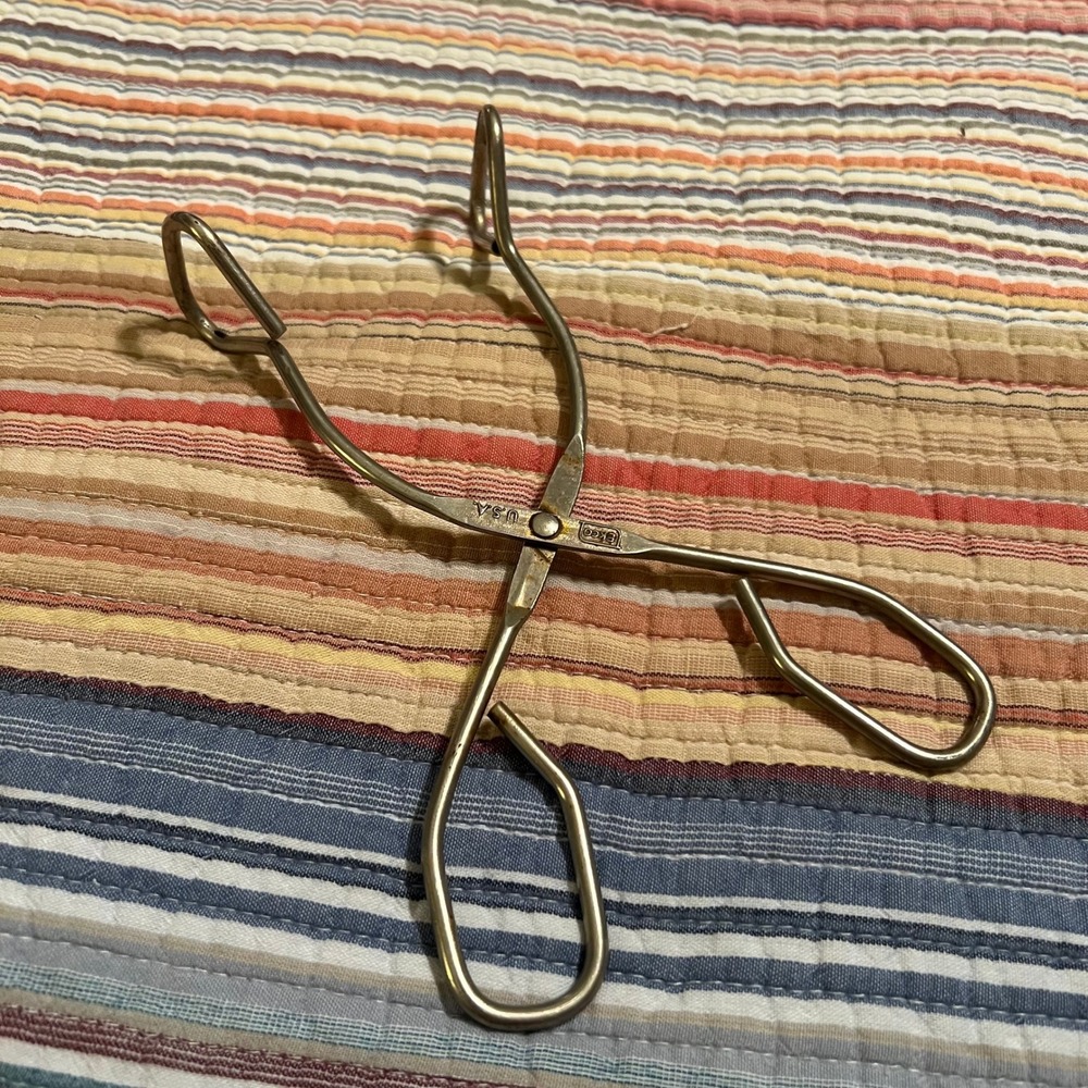 Vintage EKCO USA‎ Metal Tongs Kitchen Utensil Serving Food Cooking